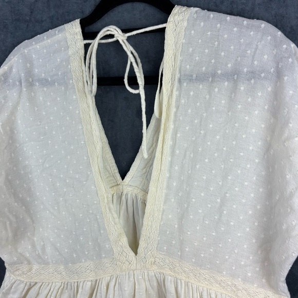 Urban Outfitters 100% Cotton Cream Swiss Dots Textured Dress w/tie back detail M - Picture 5 of 10